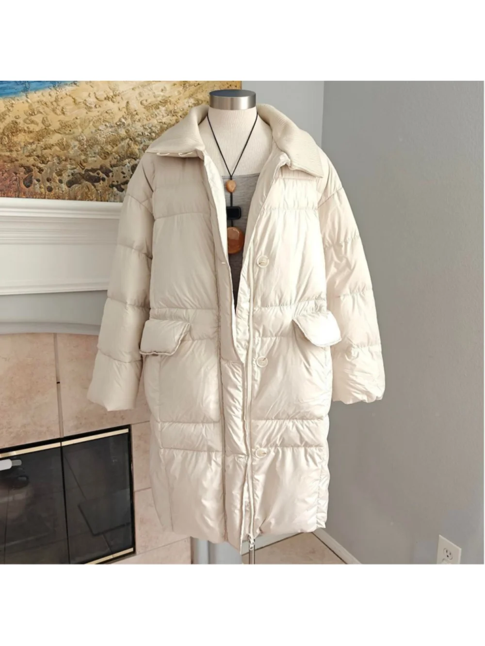 90% White Duck Down Long Puffer Coat Super warm yet surprisingly lightweight — i